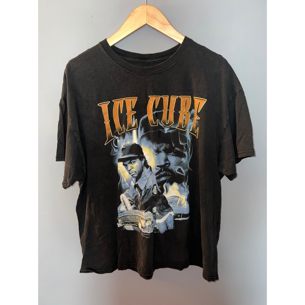 Ice Cube Vintage Graphic T-Shirt Mens Large Black Hip Hop Rap Tee Distressed